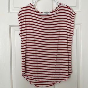 Red & White Stripe Sleeveless Tshirt